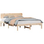 vidaXL Cadre de lit avec tête de lit Naturel 160 x 200 cm Pin massif