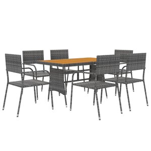 vidaXL Mobilier à dîner d'extérieur 7 Pièces Résine tressée Gris