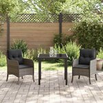 vidaXL Ensemble de salle à manger pour jardin 3 Pièces Gris Poly rotin