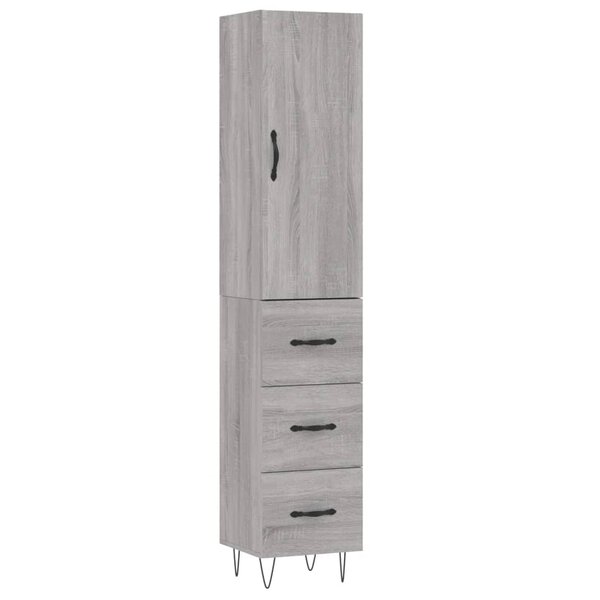 vidaXL Buffet haut Sonoma gris 34 5x34x180 cm Bois d'ingénierie