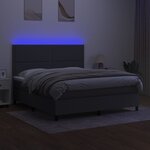 vidaXL Sommier à lattes de lit et matelas et LED Gris foncé 180x200 cm