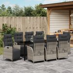 vidaXL Ensemble de jardin de 9 pièces gris clair en poly rattan