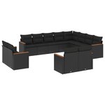 vidaXL Salon de jardin 12 Pièces avec coussins noir résine tressée