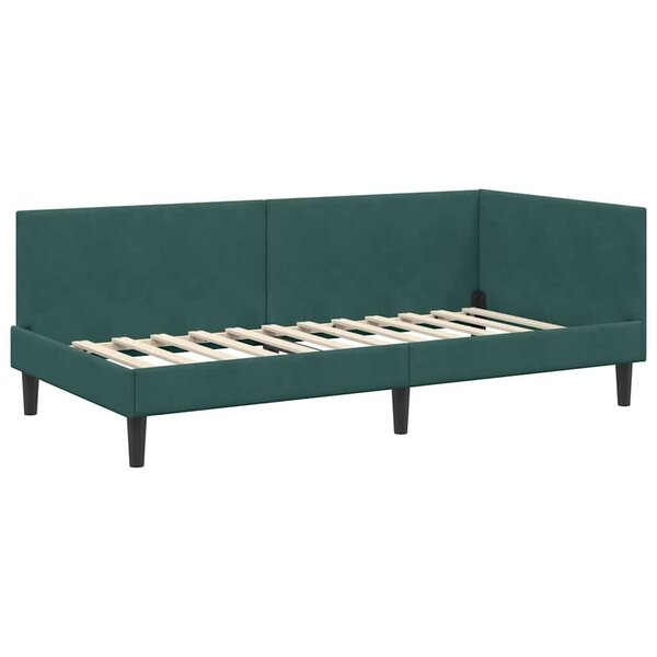 vidaXL Cadre de lit d'angle Vert foncé 80 cm x 200 cm tissu