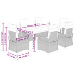 vidaXL Ensemble à manger de jardin et coussins 7 Pièces beige poly rotin