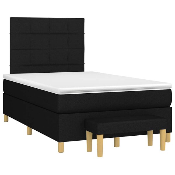 vidaXL Sommier à lattes de lit avec matelas noir 120x190 cm tissu