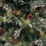 vidaXL Sapin de Noël pré-éclairé pommes de pin vert blanc 195cm PVC PE