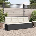 vidaXL Banc inclinable de jardin avec coussins noir résine tressée