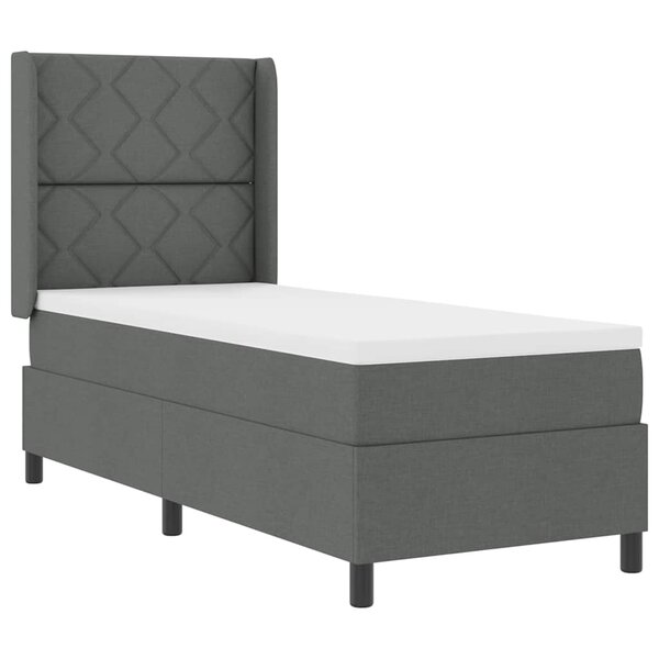 vidaXL Lit ressorts avec matelas - Gris foncé  80x200 cm  en tissu