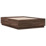 vidaXL Cadre de lit avec LED sans matelas chêne marron 120x190 cm