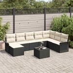 vidaXL Canapé de jardin 8 pièces avec coussins en poly rotin marron.