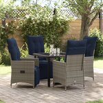 Ensemble de Salle à Manger de Jardin vidaXL 5 Pièces avec Coussins Gris Poly Rattan