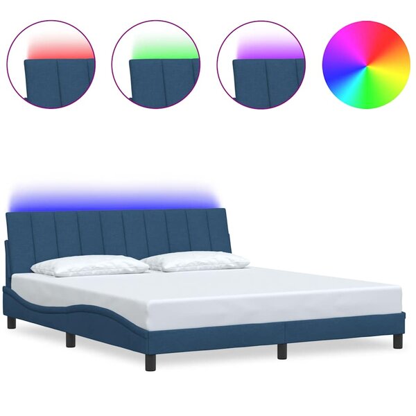vidaXL Cadre de lit sans matelas bleu 180x200 cm tissu