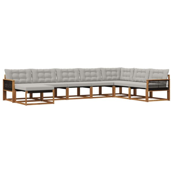 vidaXL Ensemble de canapés d'extérieur 8 pc Naturel et gris clair