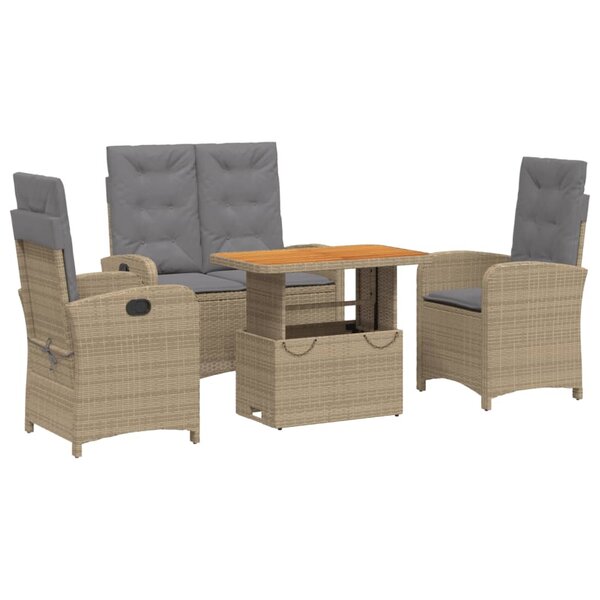 vidaXL Ensemble à manger de jardin coussins 4 Pièces beige résine tressée