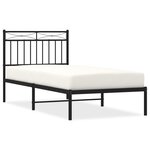 vidaXL Cadre de lit métal sans matelas avec tête de lit noir 90x190 cm