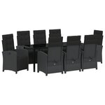 Set de salle à manger de jardin de 9 pièces avec coussins en poly rotin noir vidaXL