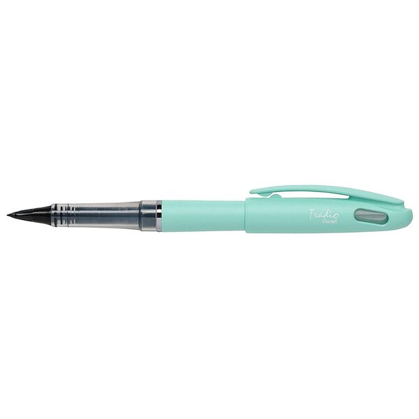Feutre plume tradio trj97 encre noire corps pastel vert bourgeon x 12 pentel
