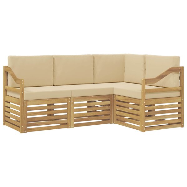 vidaXL Ensemble de canapés d'extérieur 4 pc Blanc et Beige Polyester
