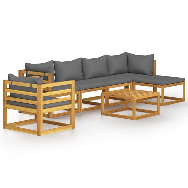 vidaXL Salon de jardin 7 Pièces avec coussin Bois d'acacia solide