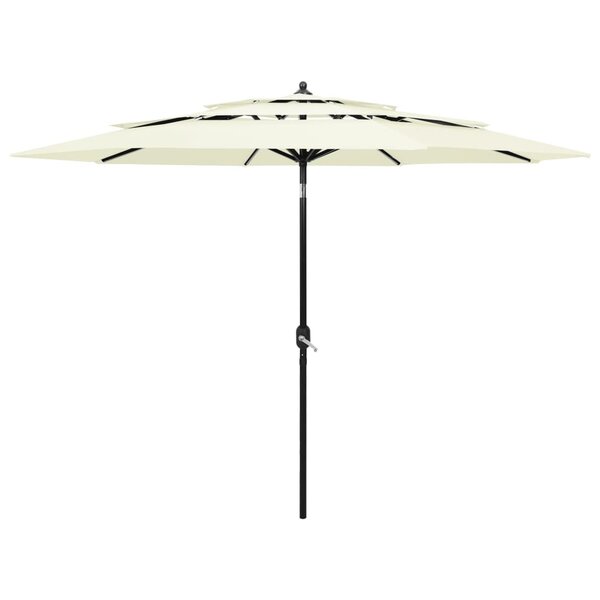 vidaXL Parasol de jardin à 3 niveaux avec mât en aluminium sable 3 m