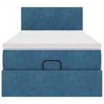 vidaXL Cadre de lit ottoman avec matelas bleu foncé 100x200 cm velours
