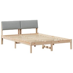 vidaXL Cadre de lit avec tête de lit Marron et gris clair 135 x 190 cm