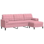 vidaXL Canapé à 3 places avec repose-pieds Rose 210 cm Velours