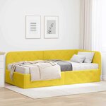 vidaXL Cadre de lit d'angle avec matelas Jaune 100 x 200 cm Velours