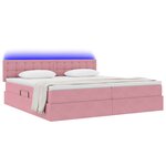 vidaXL Lit de rangement LED avec matelas Rose 200 x 200 cm Velours