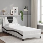 vidaXL Cadre de lit sans matelas blanc et noir 90x190 cm similicuir
