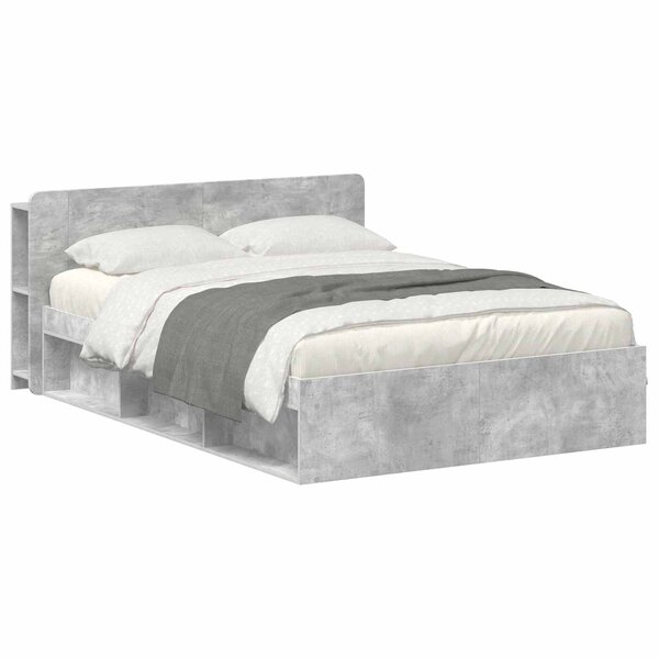vidaXL Cadre de lit avec rangement Gris béton 140 x 190 cm