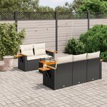 vidaXL Salon de jardin 6 Pièces avec coussins noir résine tressée