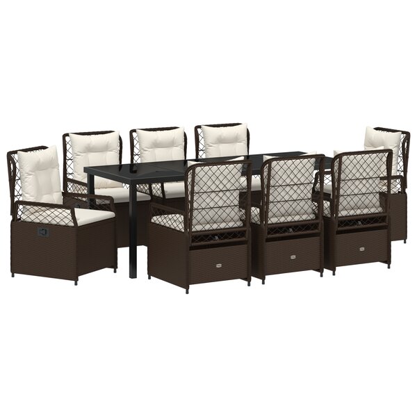 vidaXL Ensemble de 9 Chaises de Jardin Marron Rattan Poly