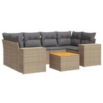 vidaXL Salon de jardin avec coussins 7 Pièces beige résine tressée