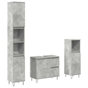 vidaXL Ensemble de meubles de salle de bain 3 Pièces gris béton