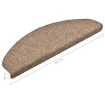 vidaXL Tapis d'escalier autocollants 15 Pièces Crème 65x21x4cm Aiguilleté