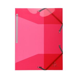 Exacompta : chemise 3 rabats elastiques 24x32cm polypropylène transparent - rose