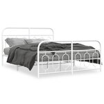 vidaXL Cadre de lit métal avec tête de lit/pied de lit blanc 140x190cm