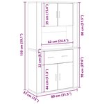 vidaXL Haut de Buffet Bois ancien 80 x 33 x 150 cm Bois d'ingénierie