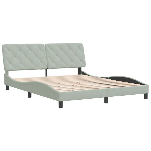 vidaXL Cadre de lit avec tête de lit Gris clair 160x200 cm Velours
