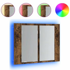 vidaXL Armoire à miroir LED Chêne fumé 60x12x45 cm Bois d'ingénierie