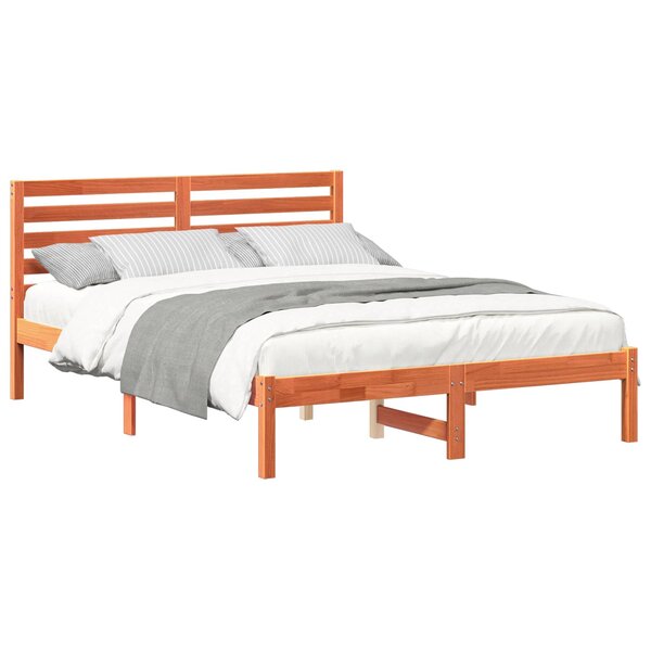 vidaXL Cadre de lit avec tête de lit Brun cire 120 x 190 cm Pin massif