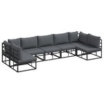vidaXL Ensemble de canapé de jardin avec coussin 7 Pièces Noir Aluminium