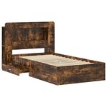 vidaXL Cadre de lit avec rangement Chêne fumé 90 x 190 cm