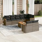 vidaXL Salon de jardin 9 Pièces avec coussins gris résine tressée