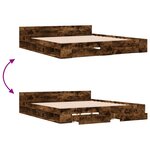 vidaXL Cadre de lit avec tiroirs sans matelas chêne fumé 180x200 cm