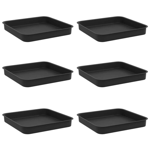 vidaXL Plateau carré à fleurs 6 pc Noir 15 x 15 x 2 cm Plastique