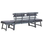 vidaXL Banc de jardin avec coussins 2-en-1 190 cm Gris Bois d'acacia