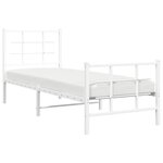 vidaXL Cadre de lit métal avec tête de lit/pied de lit blanc 75x190 cm